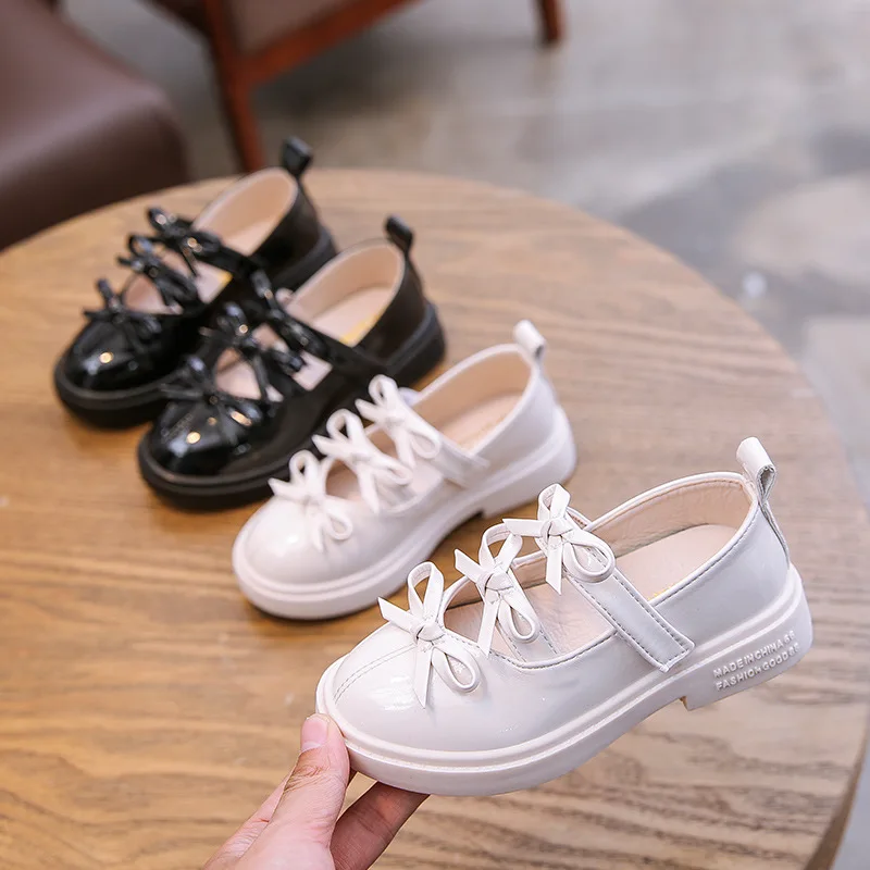 Новое поступление, модная дизайнерская Детская Классическая обувь с бантом, оптовая продажа кожаной обуви