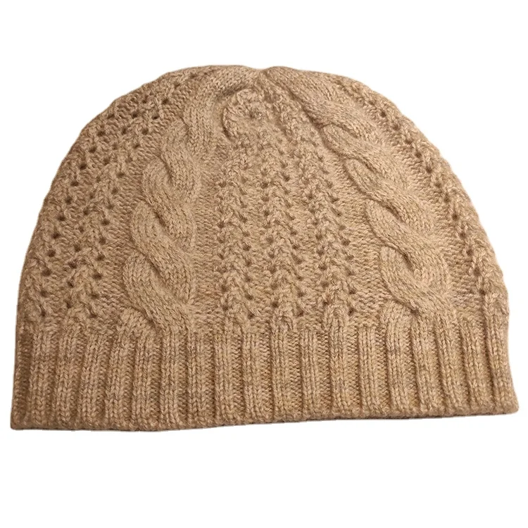 Winter warm fashion ladies knitted all-match cashmere hat 100 pompom knitted beanie hat cashmere