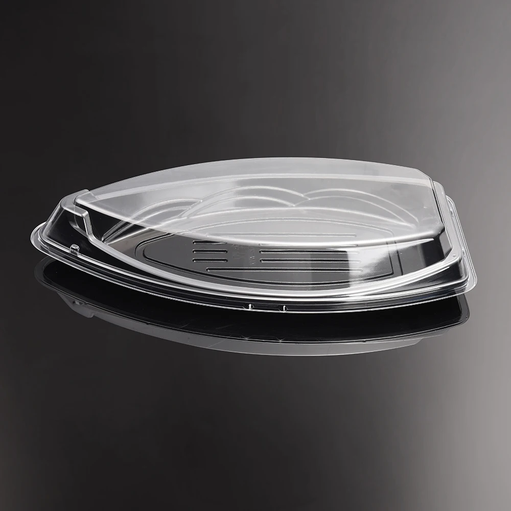 Hot Selling Disposable Bio-degradable Plastic Fast Food Boat Sushi Box Sashimi Platter Packing Takeaway Sushi Box For Fish