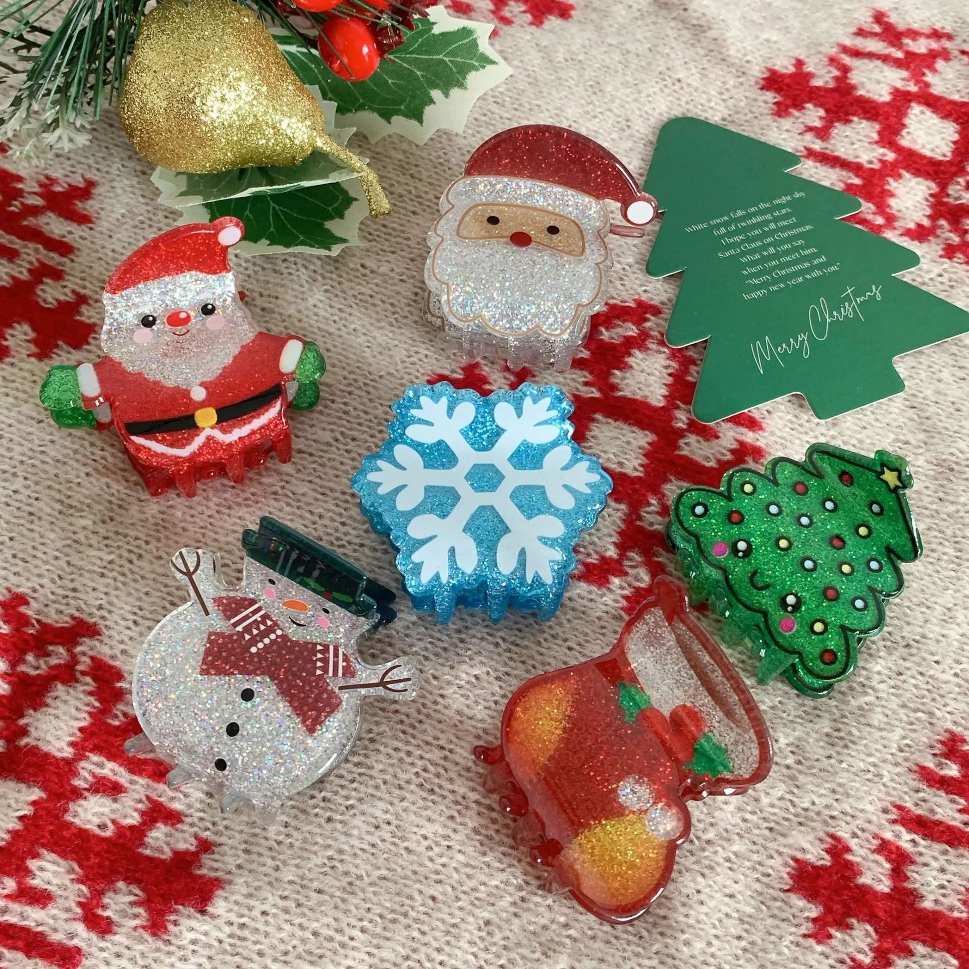 Classic Acrylic Hair Claw Clip New Santa Claus Christmas Hair Accessories Personalities Hair Clips