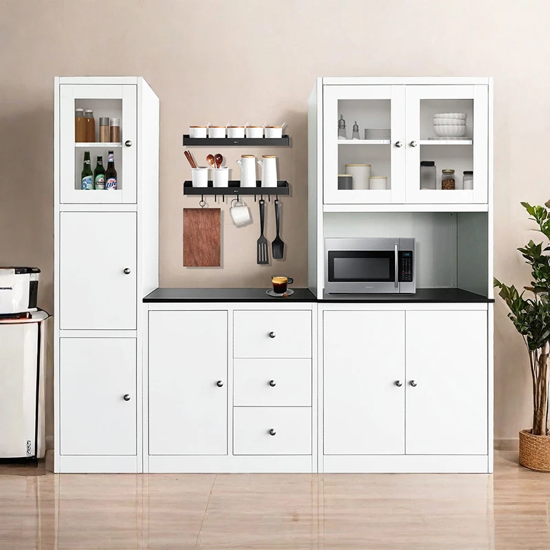 Modern home furniture dinning metal kitchen cupboard steel white cabinet restaurant combination high buffet cabinet
