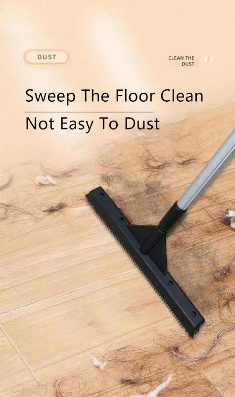 Multi-Use Pet Hair Carpet Kitchen Garden Window Cleaning Magic Clean Sweeper Squeegee Scratch Bristle Long Rubber Broom