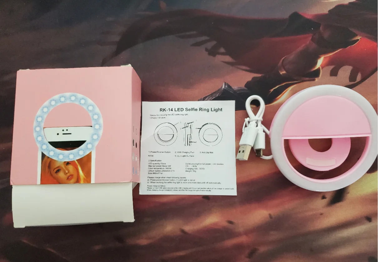 
Rechargeable Portable Selfie LED RGB Dimmable Ring Light Mobile Phone Light Beauty Flash Fill Light For SmartphoneDimmable Ring 