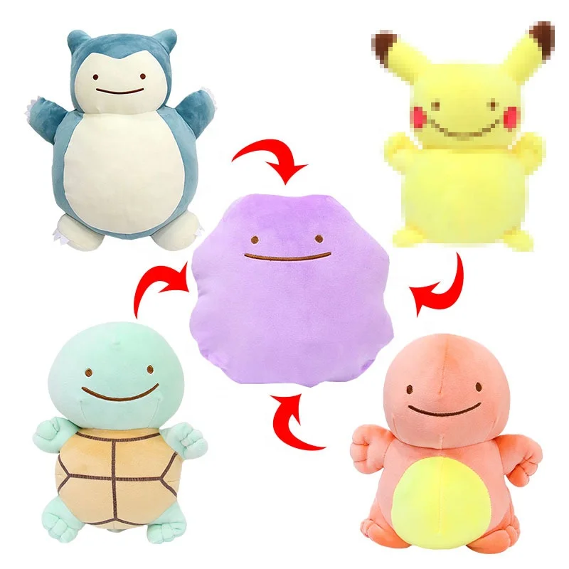 Pokemoned plush toys Ditto Pillow Cushion Transfer Pikachu Snorlax Squirtle Bulbasaur Stuffed Plush Dolls Toys Gift