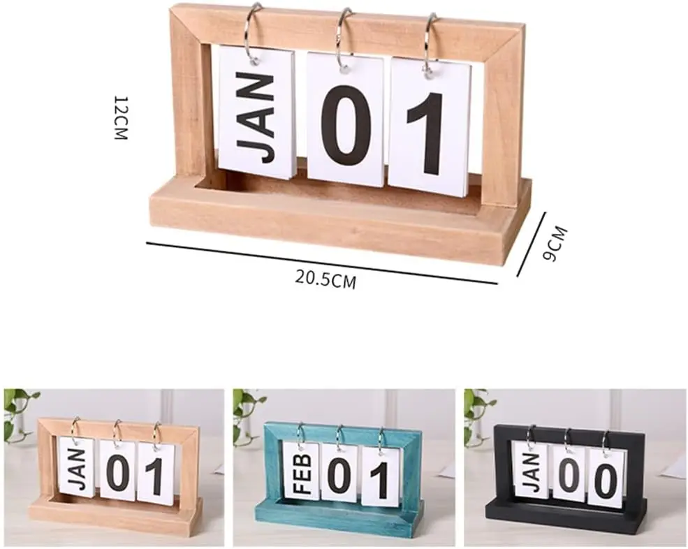 Woodenpage turningcalendar retrosimpledailycalendarfoldablepageturning retro style calendarforhomeoffice dining table decoration