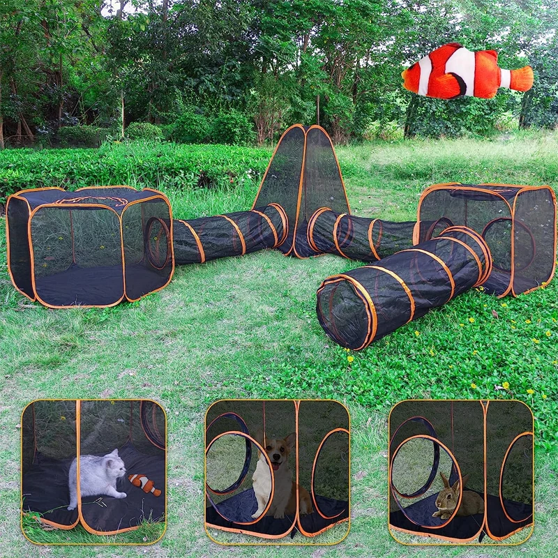 Wholesale Collapsible Cat Tunnel Cat Toys Play Tunnel Durable Interactive Outside  Pet Tent