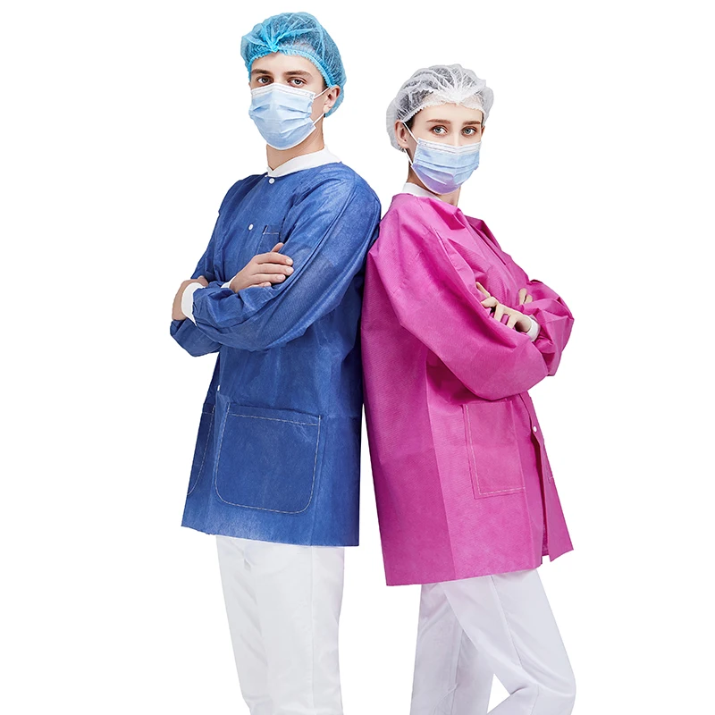 Disposable non woven SMS pink wear dental disposable lab Jackets
