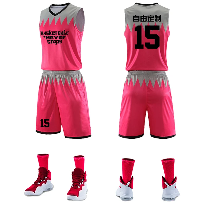 Custom sublimated basketball uniform latest design black and red basketball jersey design