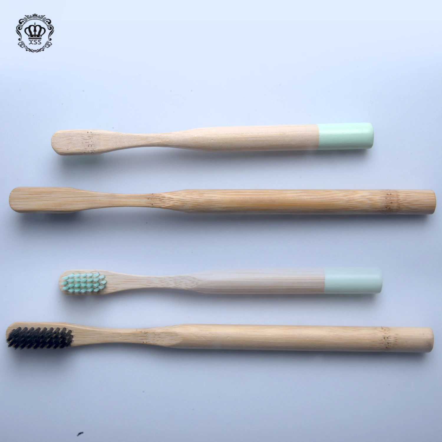 XiBrush Custom OEM Free Laser Logo Round Handle Charcoal Bristles Bamboo Toothbrush Pack In Bamboo Case With Customized Logo