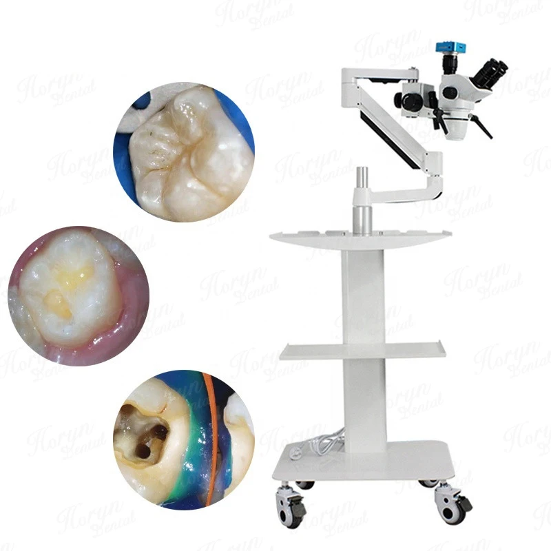 China Dental Adjustable LED  Binocular Microscope 360 Rotatable 10X Short Arm with Camera Dental Ophthalmic Microscope