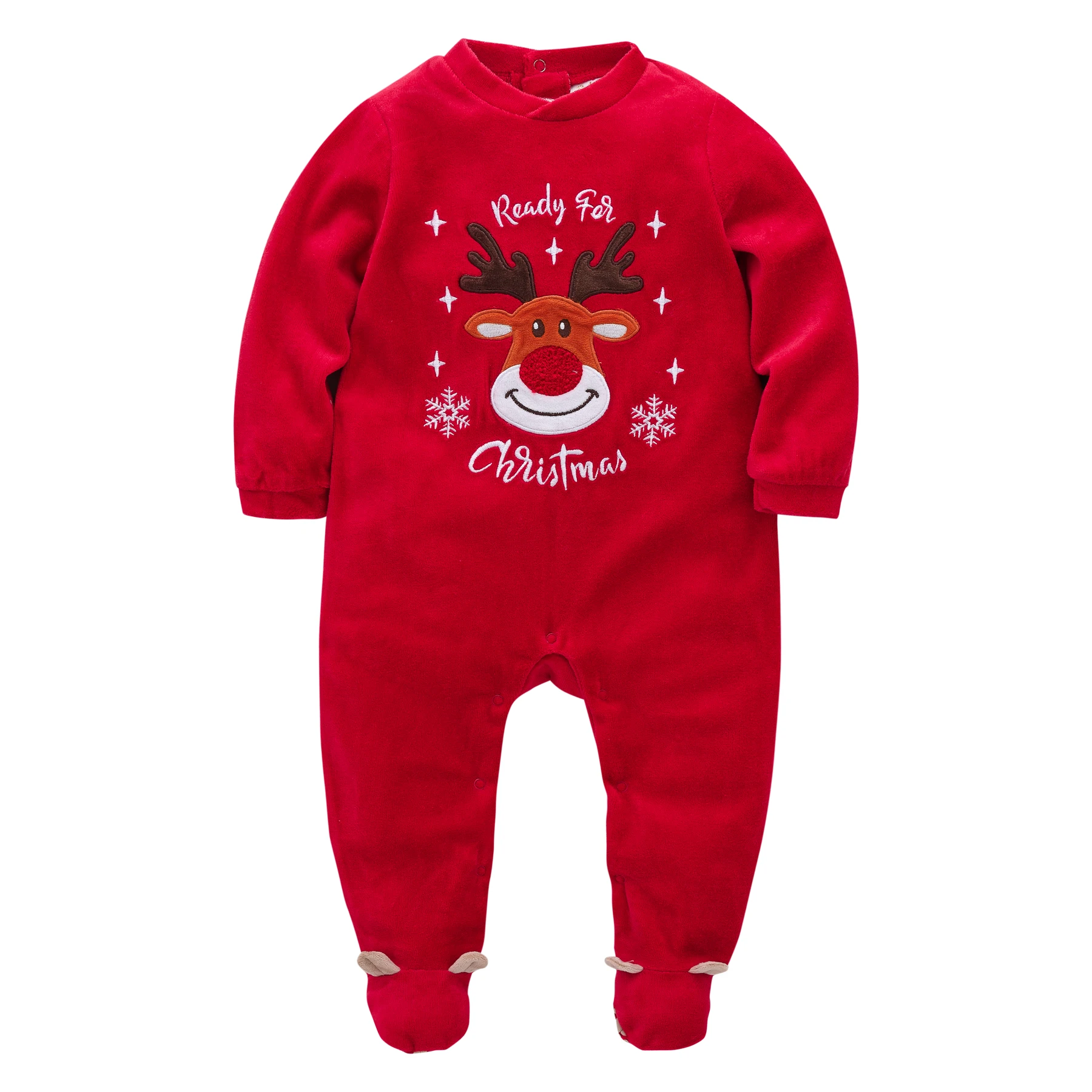 Red winter rompers baby thick oversized baby jumpsuit velvet fabric soft kids overalls fall clothing for newborn to 24 Months