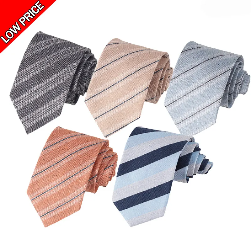 Low MOQ Silk Tie Manufacture Wholesale Pure Handmade Necktie High Quality Business Stripe Pattern Jacquard Neckties For Men
