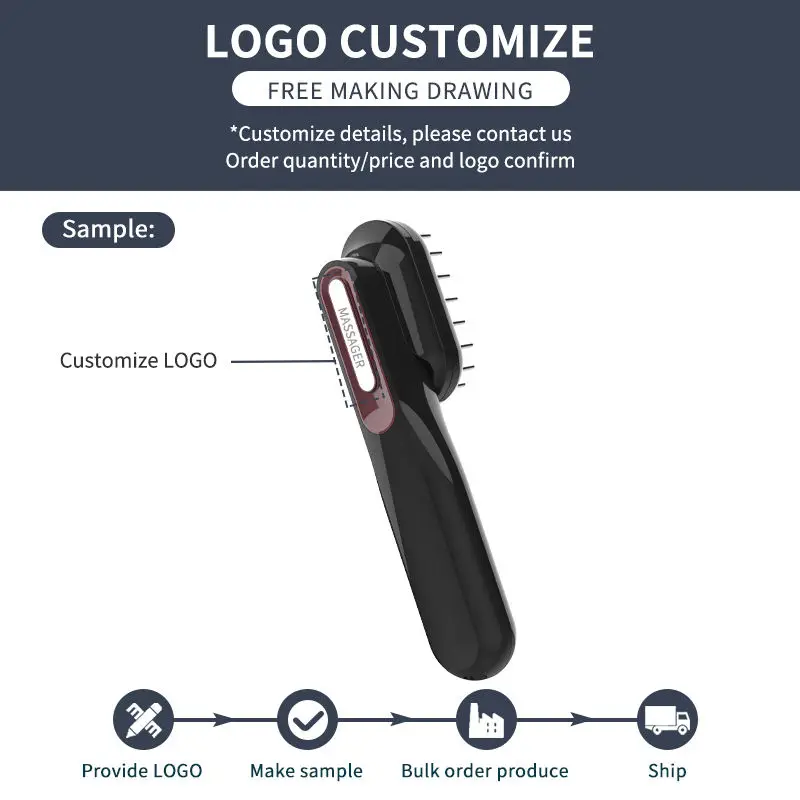 Hair Growth Brush Therapy Waterproof Head Massager Electric Head Vibration Relaxing Scalp Massage Oil Applicator Comb Red Light