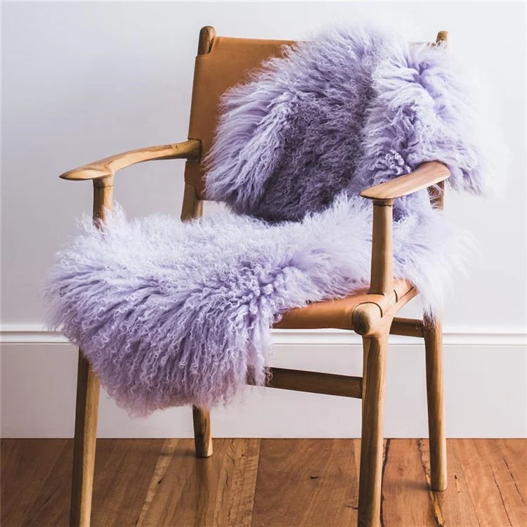 Long Soft Wool Fully Machine Washable Colorful Sheepskin Rug Fur China Supplier Colorful Single Pelt 5-8cm Natural Plate 90*60cm