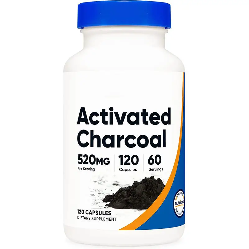 Vegan Activated Charcoal Capsules from Coconut Supplement for Adults with Teeth Whitening Digestive System Support