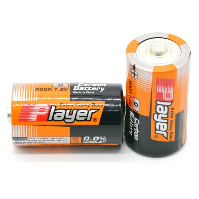 R20 2 шт./термоусадочная Сумка Y Player 380 минут 1 5 В Сверхмощный Цинковый углеродный сухой Аккумулятор размер D UM-1 для фонарика