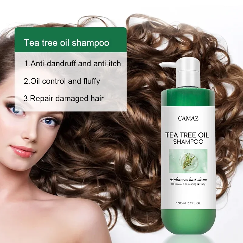 CAMAZ 500ml Sulfate Free Tea Tree Oil Hair Shampoo and Conditioner Set for Dry Damaged Hair and Scalp Care
