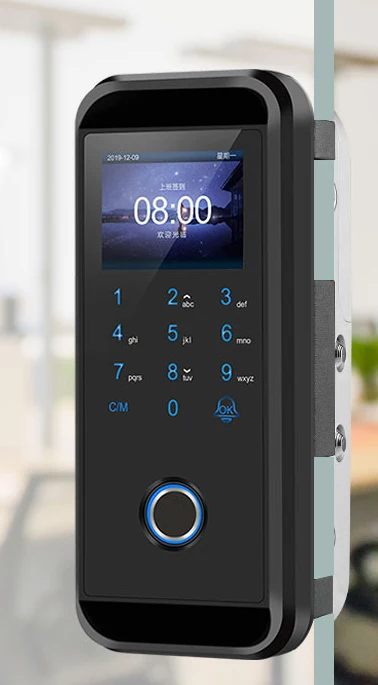 
Intelligent Keyless Digital Smart Glass Door Lock in Biometrics Fingerprint Password Card 