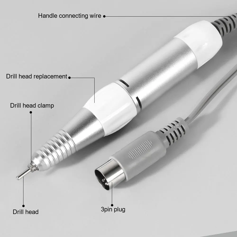 Professional 202 DC E File Gel Nail Drill Bit 3/5-Pin Nail Drill Handpiece with Electric Manicure Tools Nail Polisher Wholesale