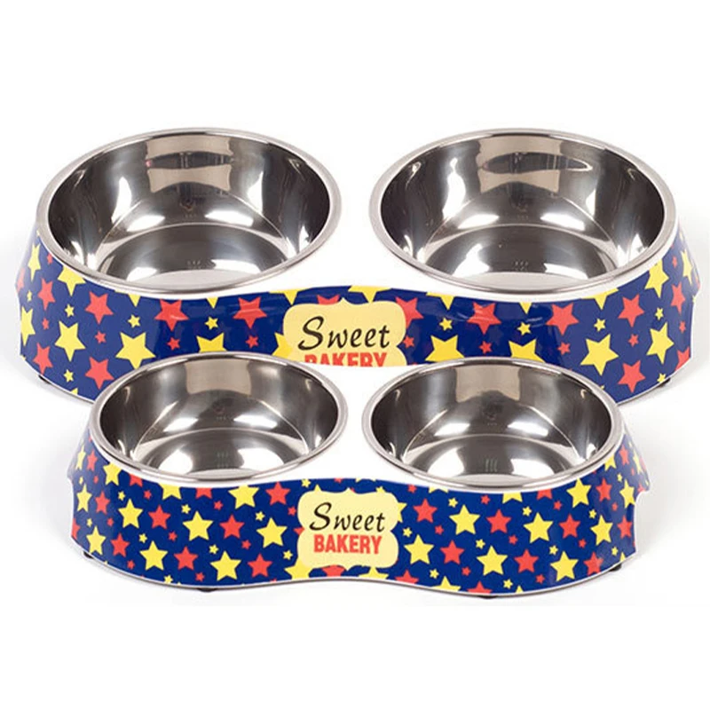 Home Kitchen Pet Products Accessories double bowl dog cat bowls stainless steel pet bowl