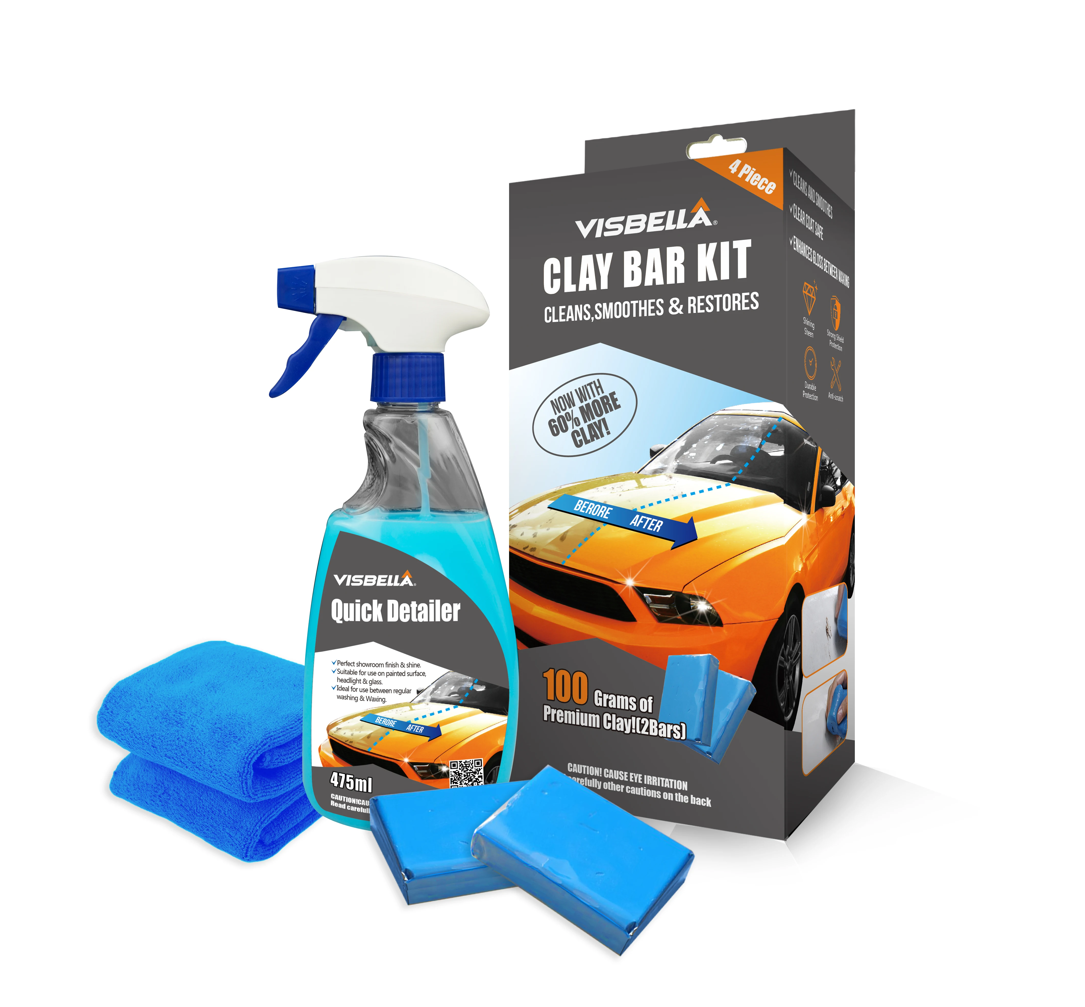 Visbella Auto Care Detailing  Clean Wash Bird Droppings Clay Bar Kit