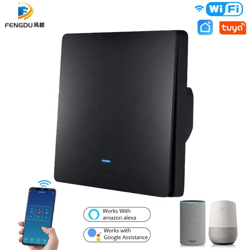 Tuya/Smart Life EU WiFi Remote Control Support Google Home Alexa 2200W Wall Touch Switch Smart 1 Gang Push Button Switch