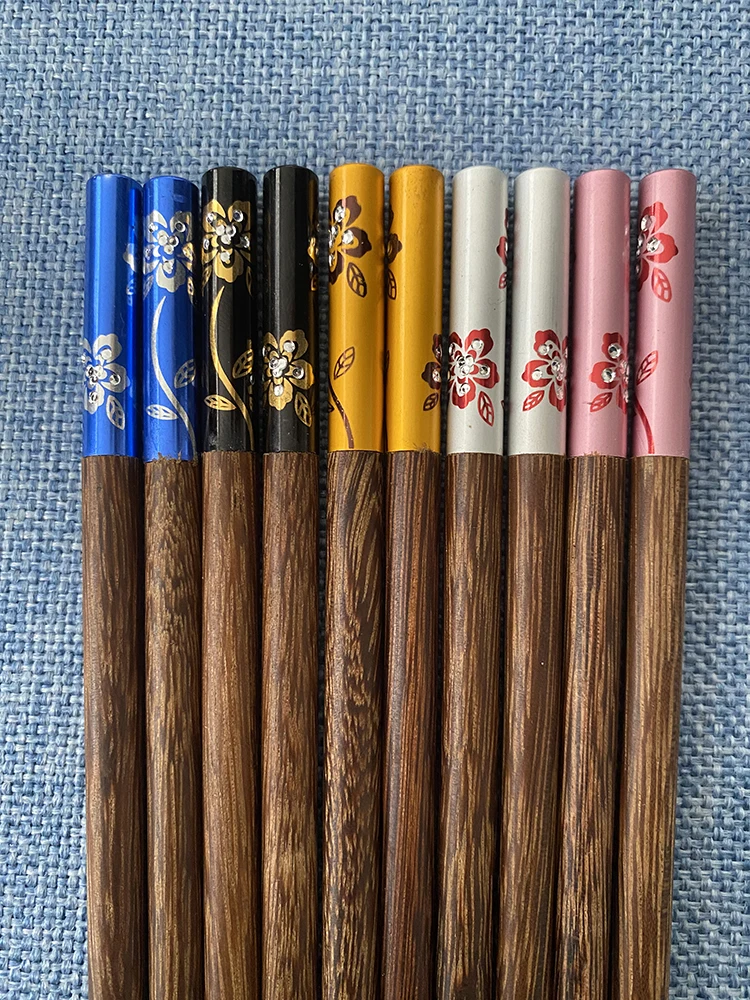 Factory customized hot sale flower blooming rich and precious alloy edging chopsticks