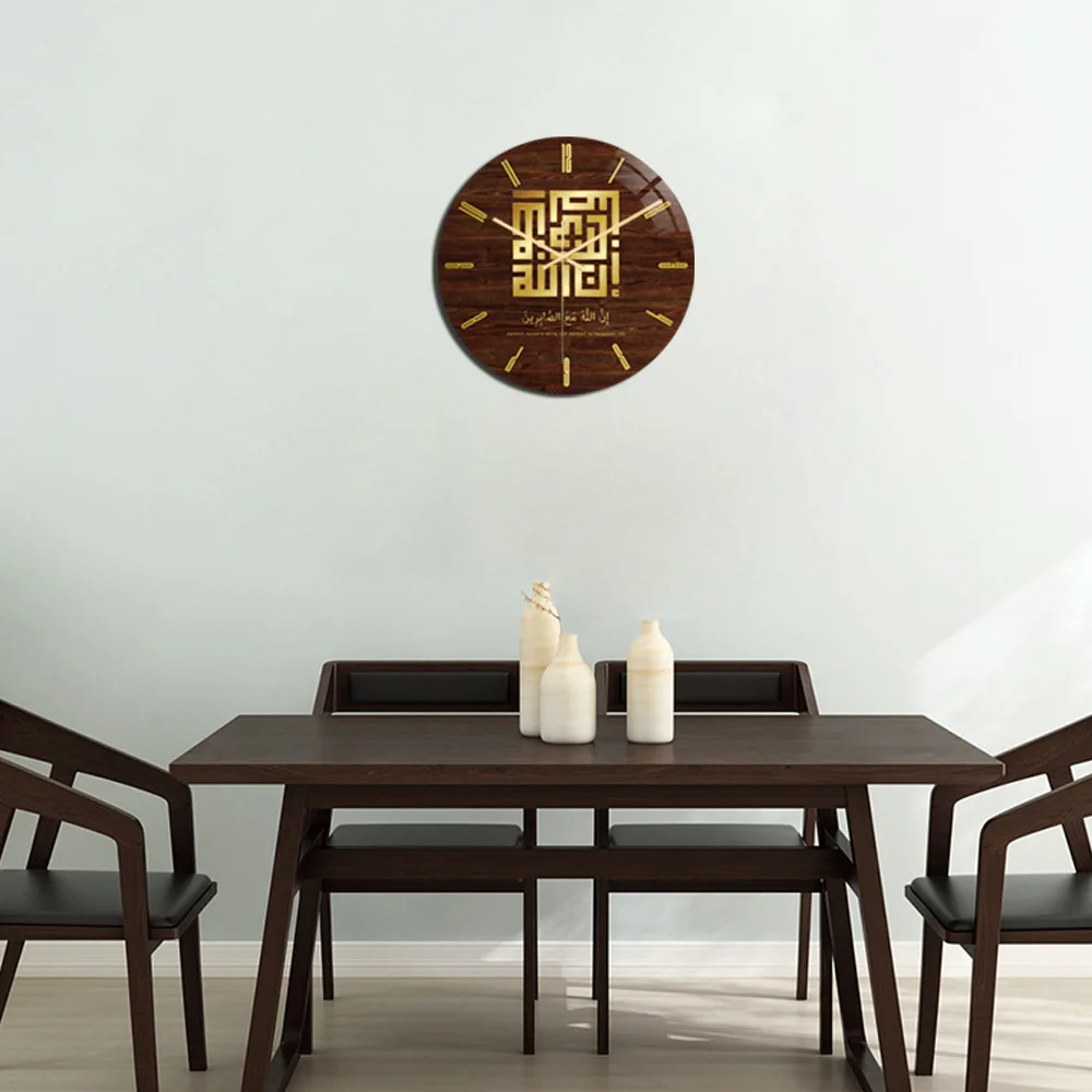 Wall clocks islamic muslim round wall watch allah quran ayat clocks home decor