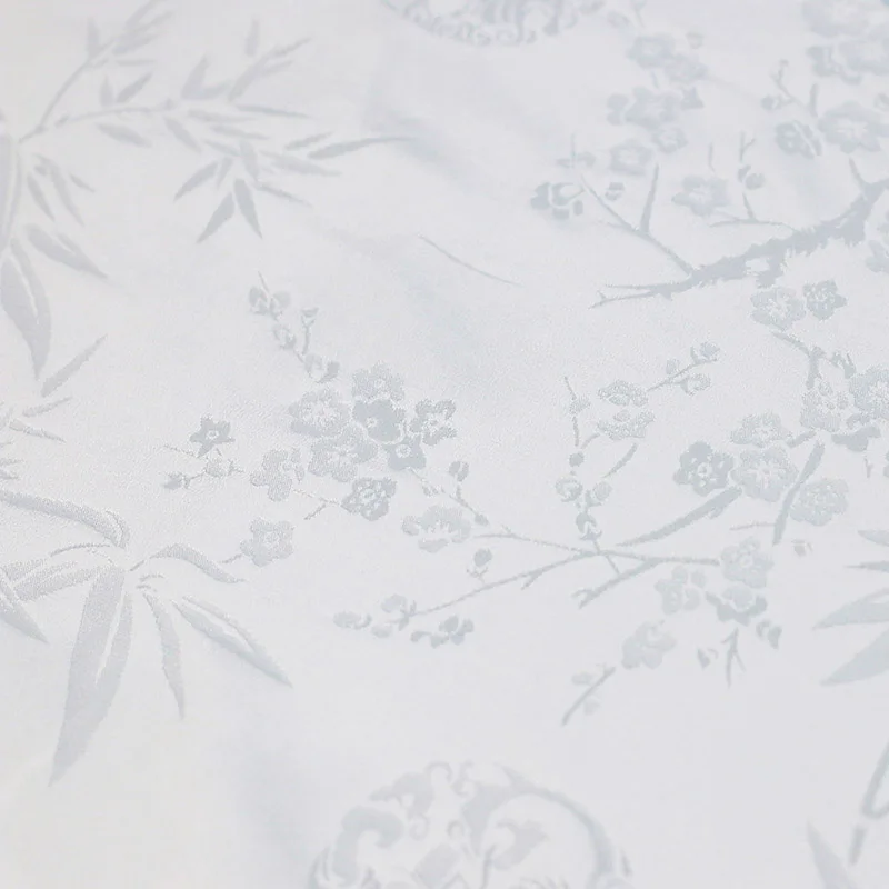 Wholesale bamboo plum blossom jacquard satin brocade pure plain mulberry 100% silk fabric