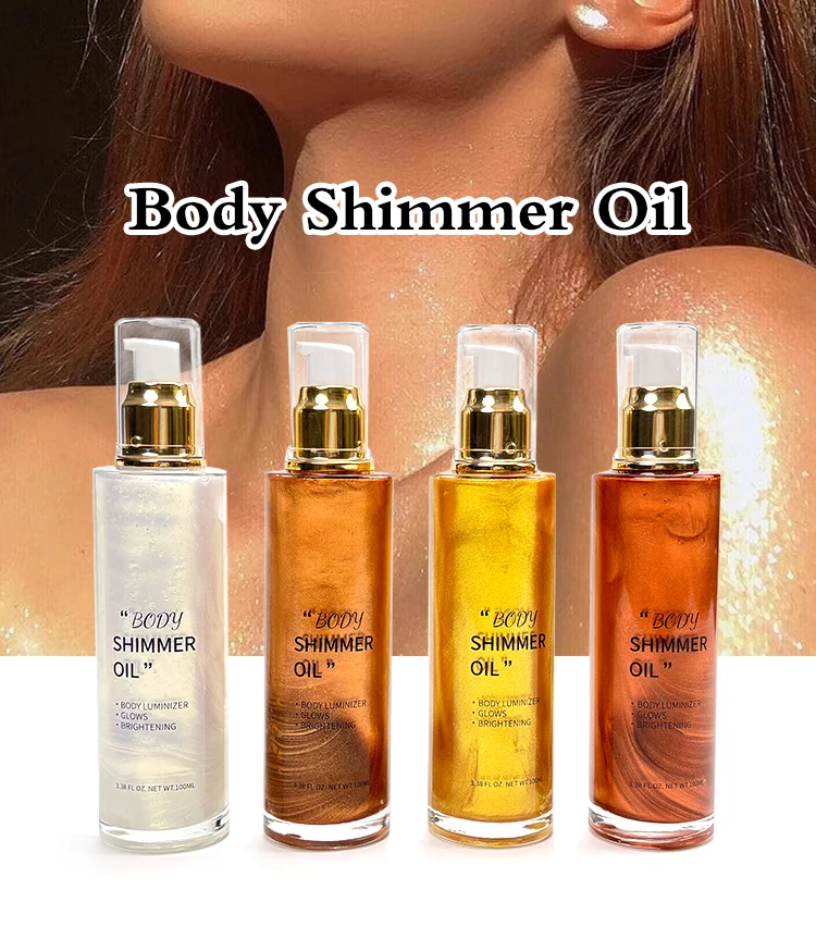 Hot selling Natural Organic Dry Body Shimmer Oil - Moisturizing Body Oil - Body Glitter all For dry oil glitter Make up Cosmetic