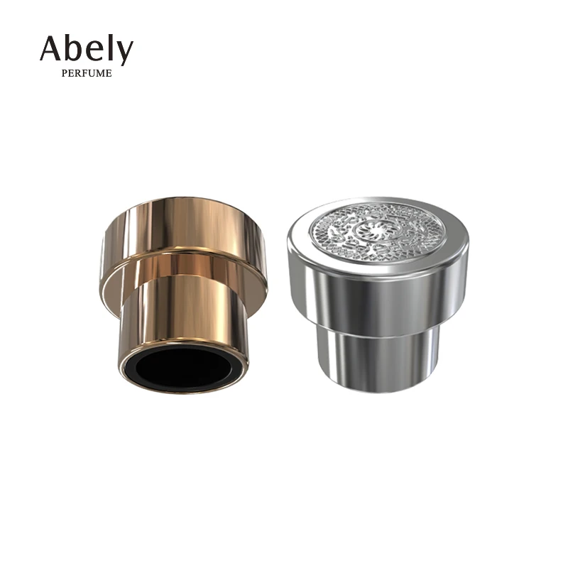 Abely Manufacturer Custom Logo Luxury Aluminum Marble Crown Metal Gold Perfume Crimp Bottle Lid Magnetic Zamac Perfume Cap