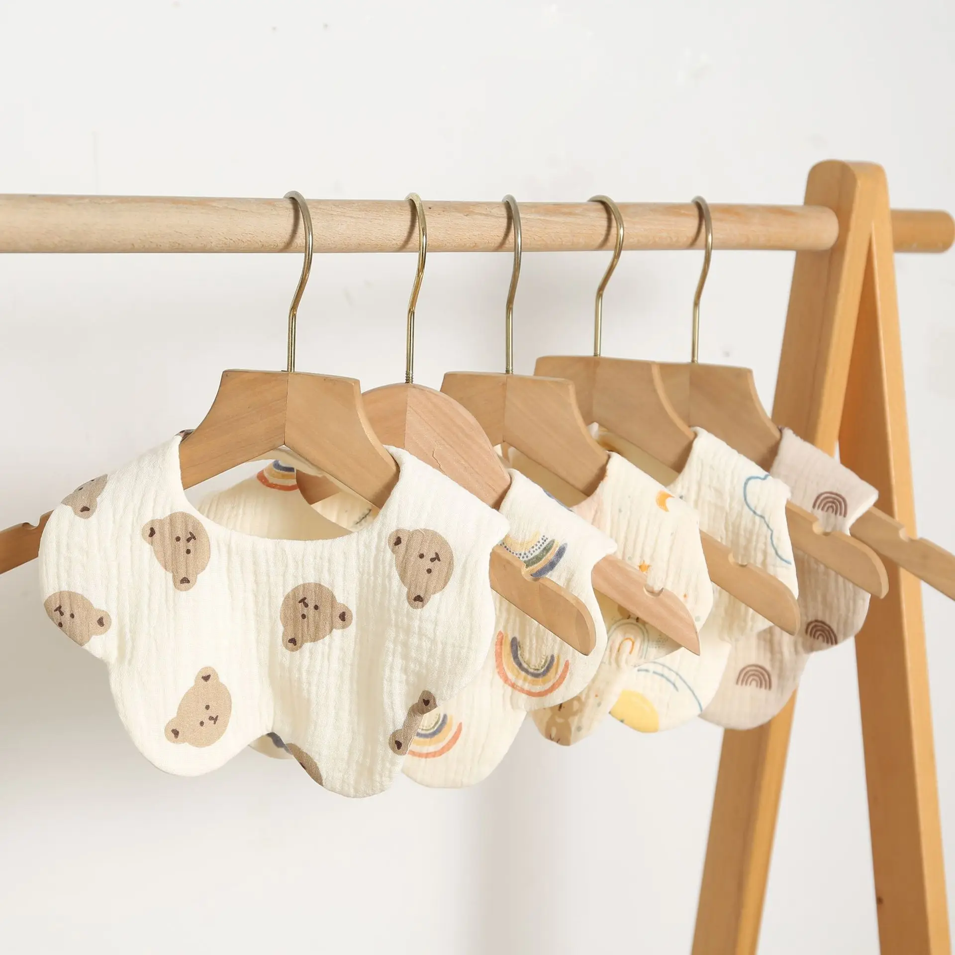 Muslin Baby Teething Bibs Lap-shoulder Cloths Bibs Baby Bandana Drool Bibs