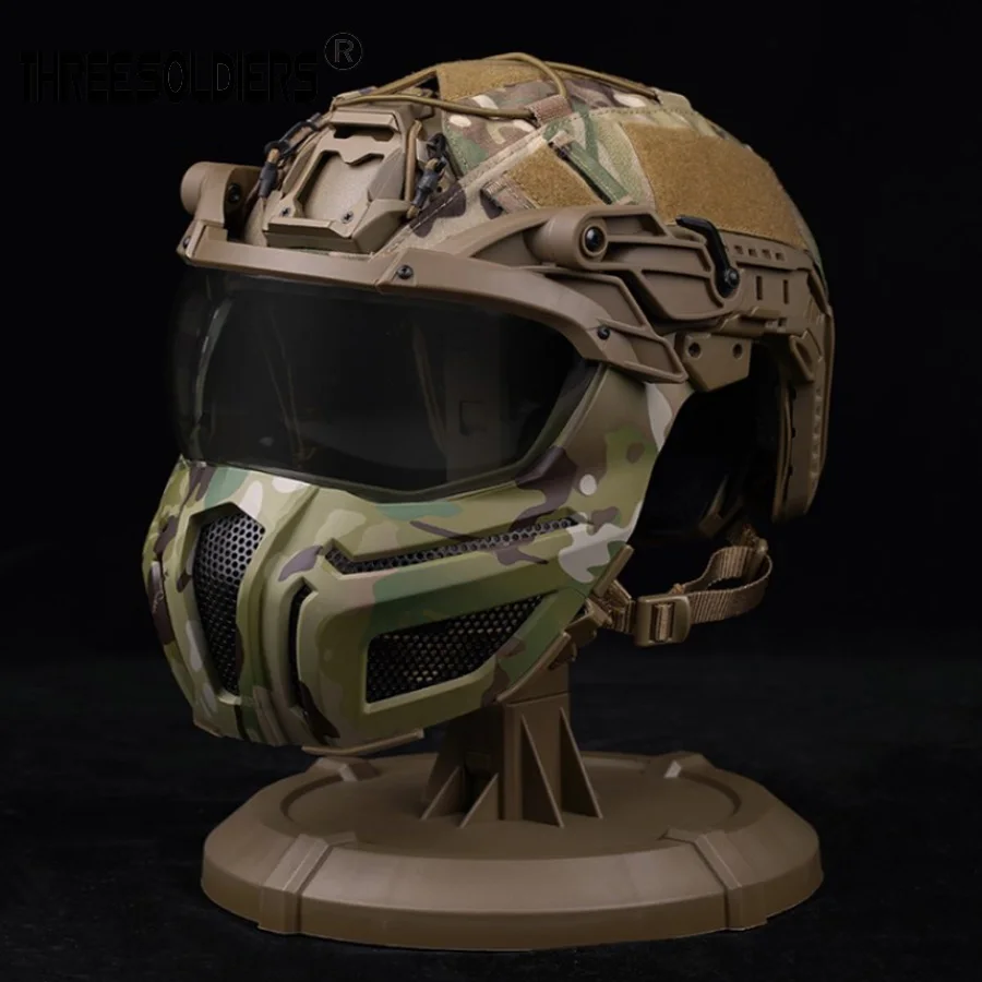 Camouflage FAST Helmet Full Covered Helmets with Steel Mesh Protective Mask / Goggles Hunting Motorcycle Cosplay