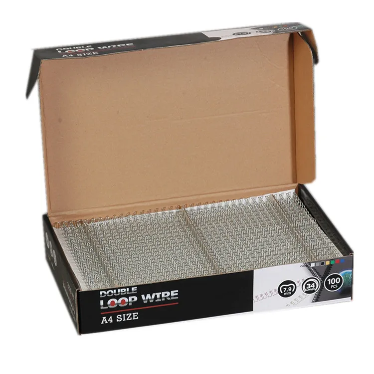 
high quality factory color box silver wire o twin ring wire double loop wire for book binding 