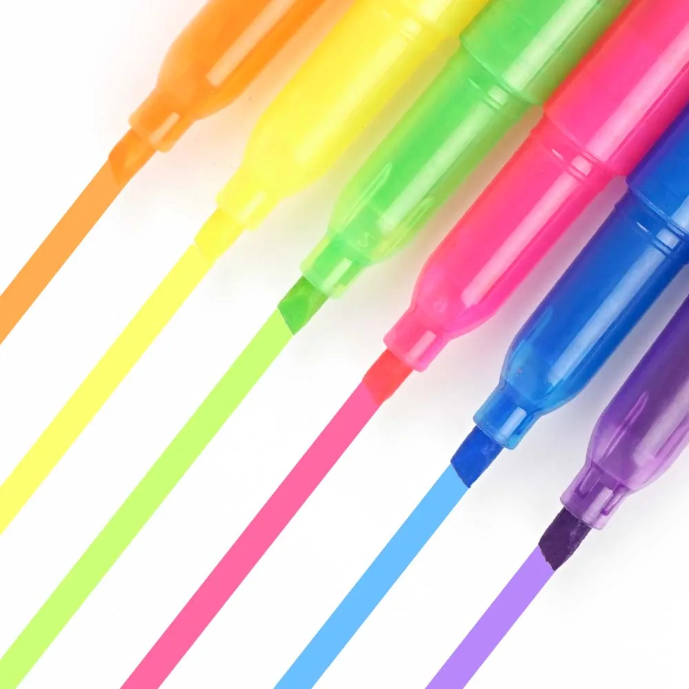Wholesale Non-Toxic Retractable Glitter Highlighter Marker Pen Eye Protection Color Soft Highlighter Marker Pen With Logo