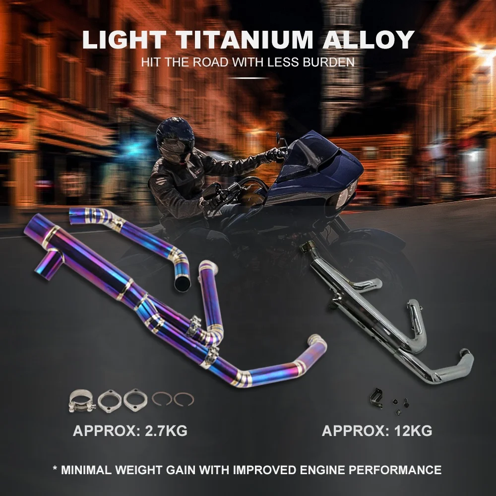 NiceCNC 45mm 62mm Titanium Alloy Exhaust Header Pipe For Harley Davidson 2017-2018 2019 2020 2021 Touring