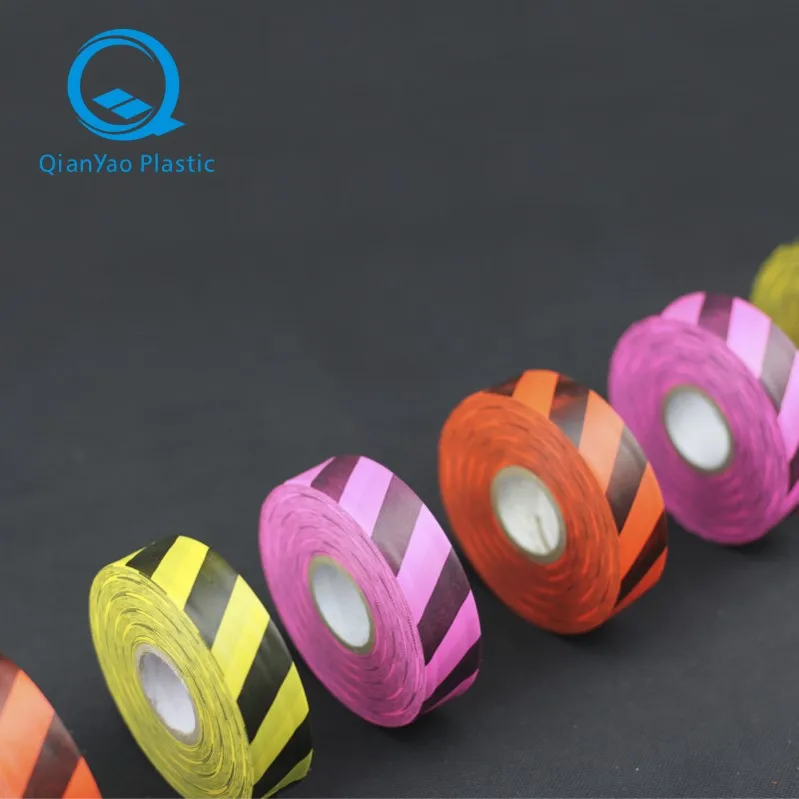 Pe Flat Tape Flagging, Custom Printed Stripe Flagging Tape For Packing