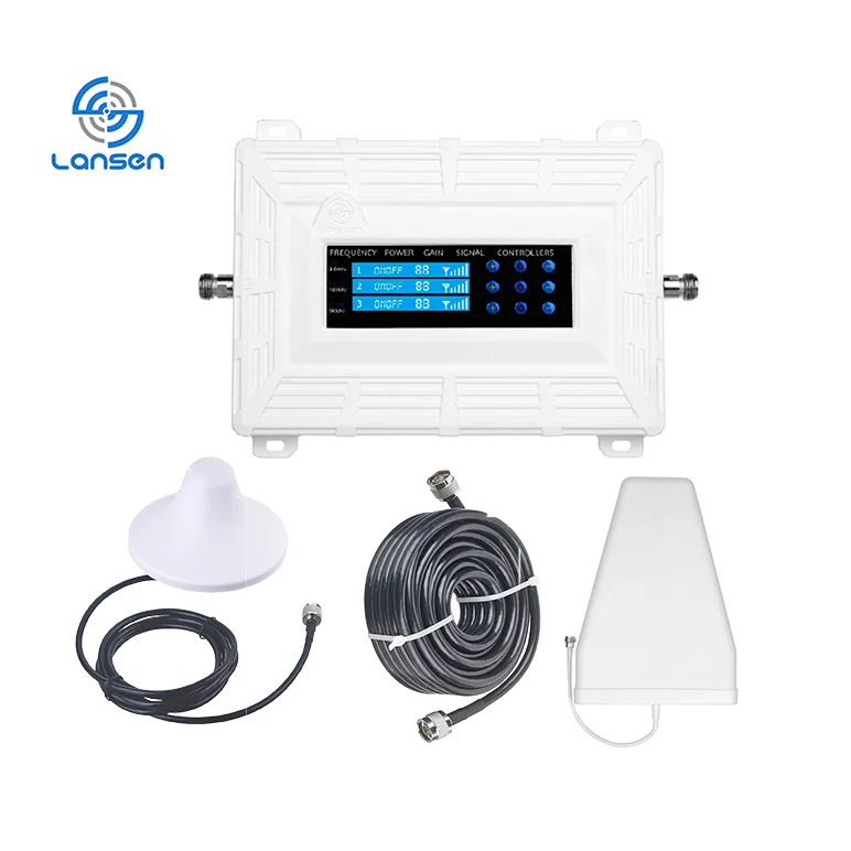 Полный комплект новый 70dB ALC Triband 1800/2100/2600 МГц 2G/3G/4G/LTE Мобильная компиляция java-приложений Репитер сигнала мобильного телефона сети усилитель