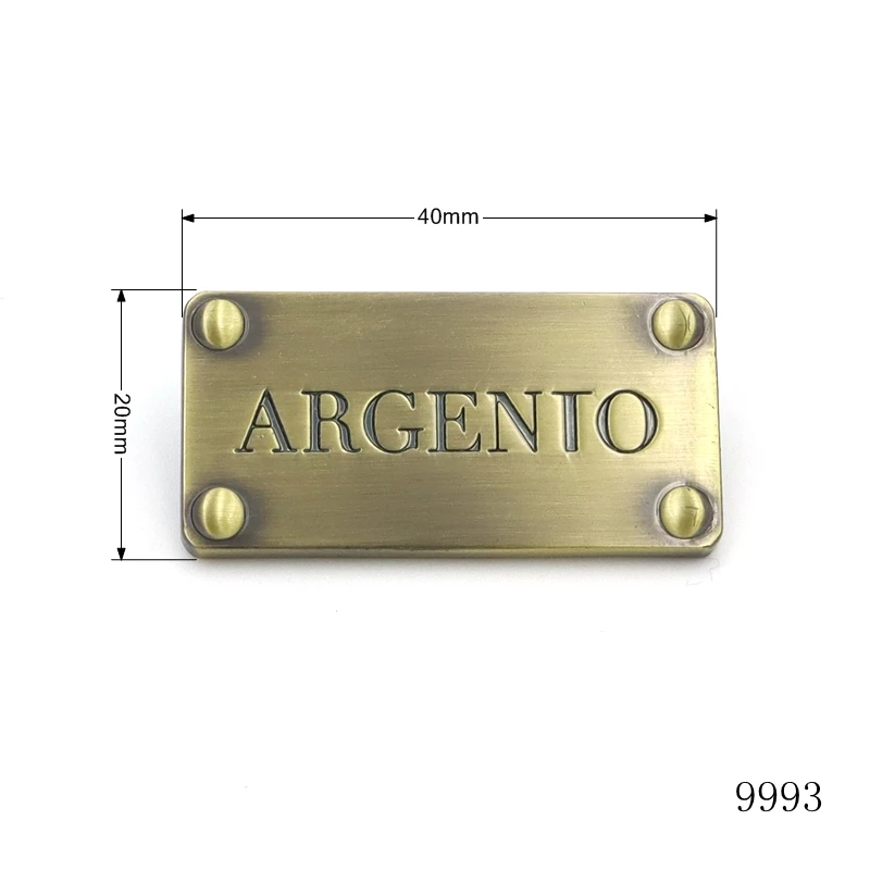 Eco-friendly nickel free bag hardware Brush anti brass Engraving  metal logo custom metal nameplate for bag