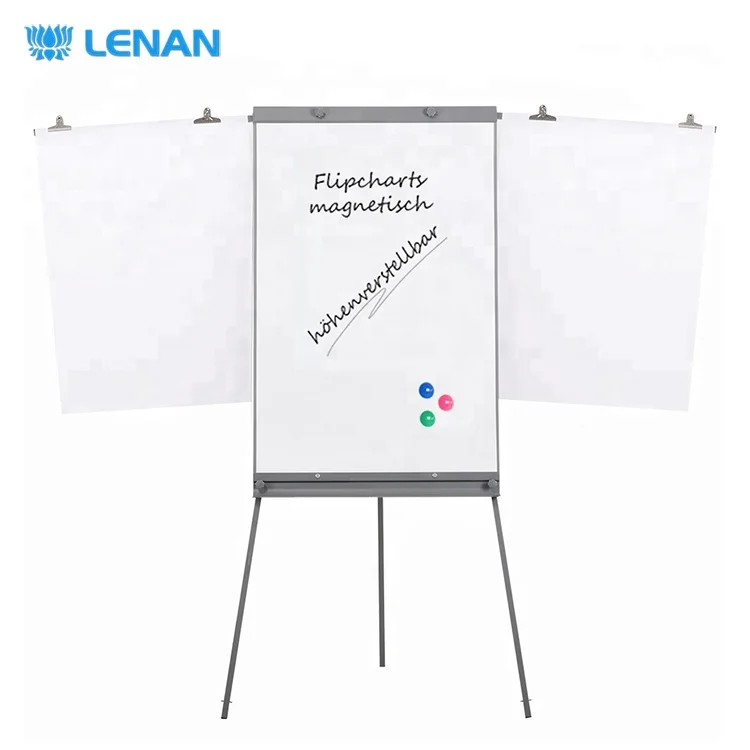  New design magnetic writing white board mobile flipchart easel tripod flip chart stand with extended