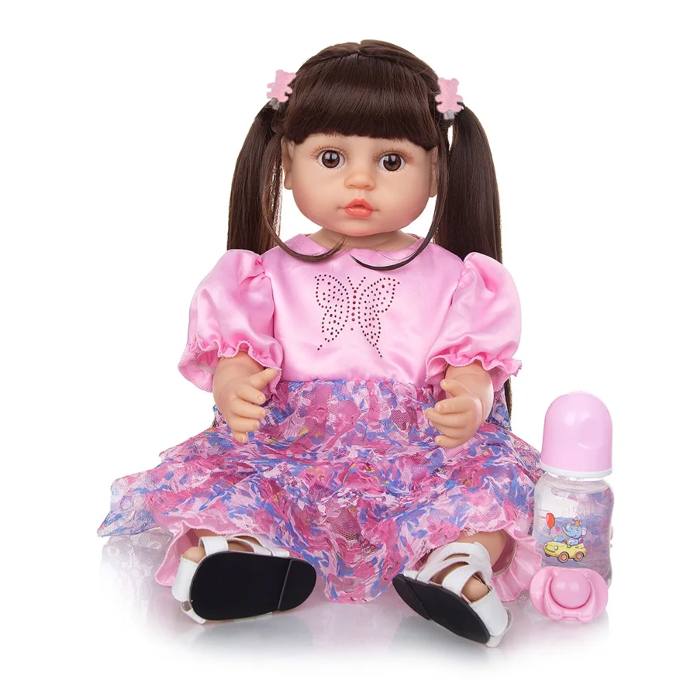 22 Inch Lifelike Reborn Babies Girl Doll 55 cm Silicone Full Body Vinyl Beautiful Alive Toy Dolls For Kids Christmas Gifts