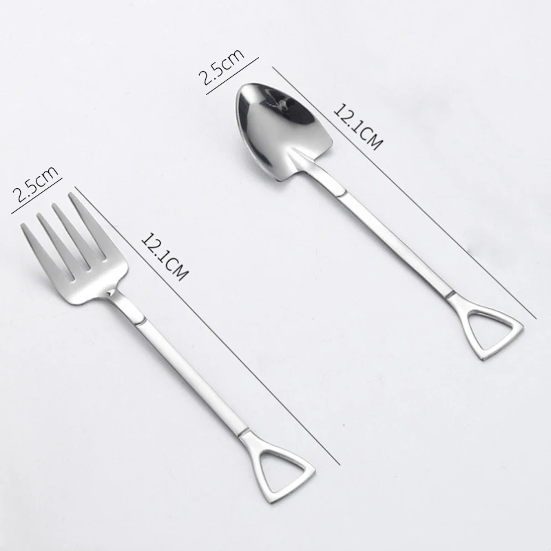Wholesale hot selling SS410 gold dessert fruit ice cream stainless steel spoon and fork