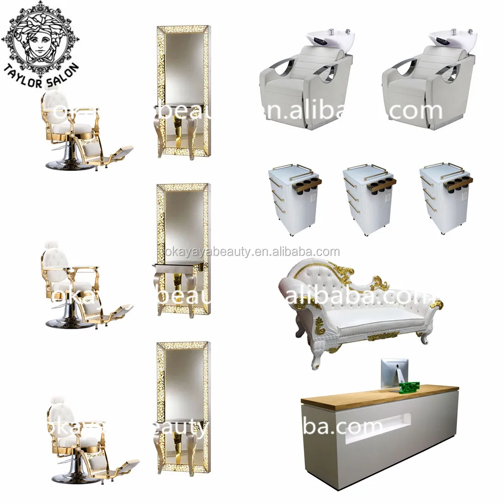 Wholesale barber supplies salon furniture set mirror station shampoo hair stylist chair barber+chairs