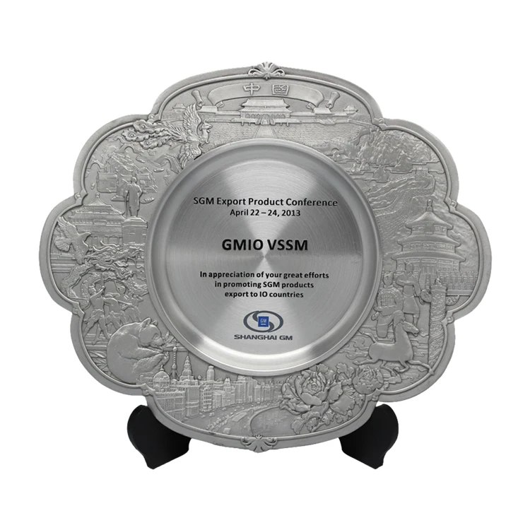 Gold metal collection resin soccer club trophy football metal award plate for souvenir