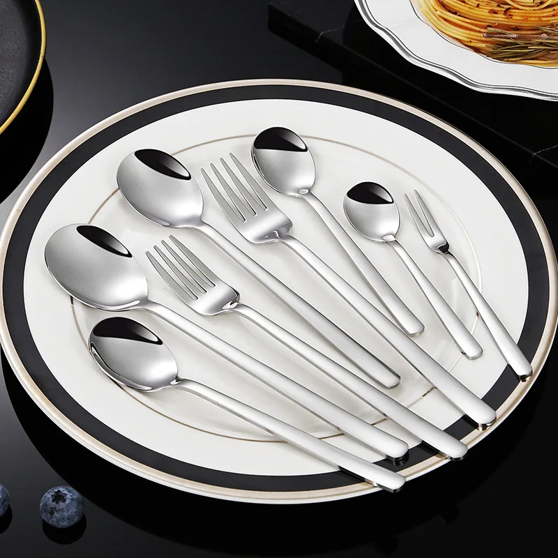 304 stainless steel spoon household dinner long handle dessert spoon fork coffee stirring spoon stainless steel tableware