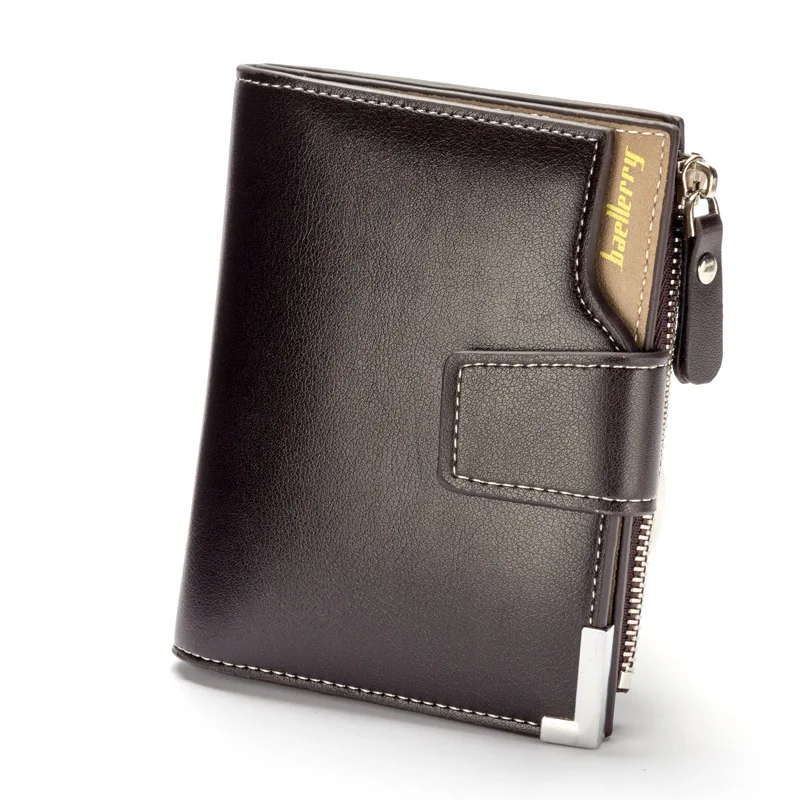 Wallet Leather Men Wallet Coin Pocket Zipper Portfolio Handy Luxury Short Purse3 Fold Male Purses Cards Wallets