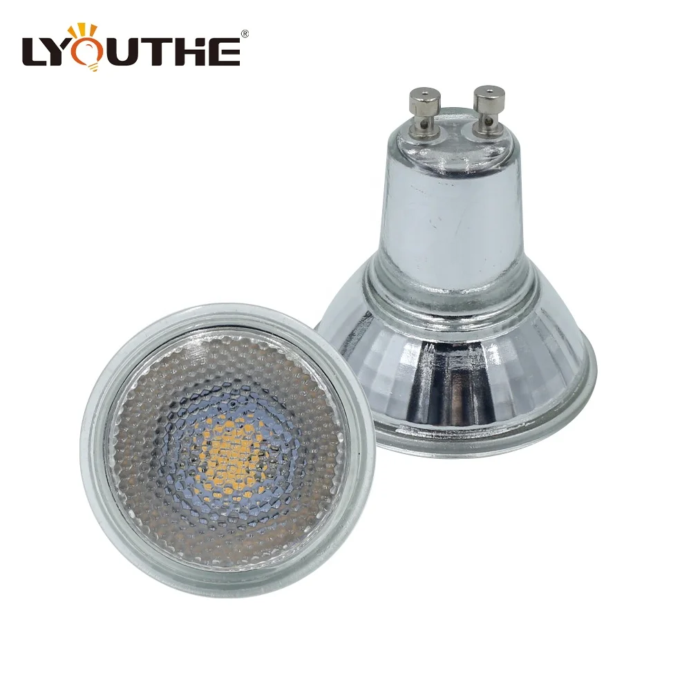 High quality 3500K 3W 5W 7W spotlight 90 degree beam glass GU10 COB LED bulb