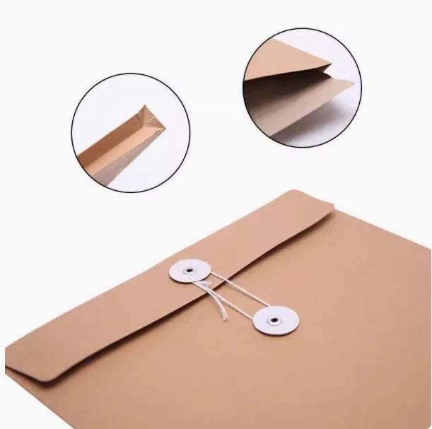 Kraft Paper Envelope with Zip Ties and Buttons, logo and Text Added