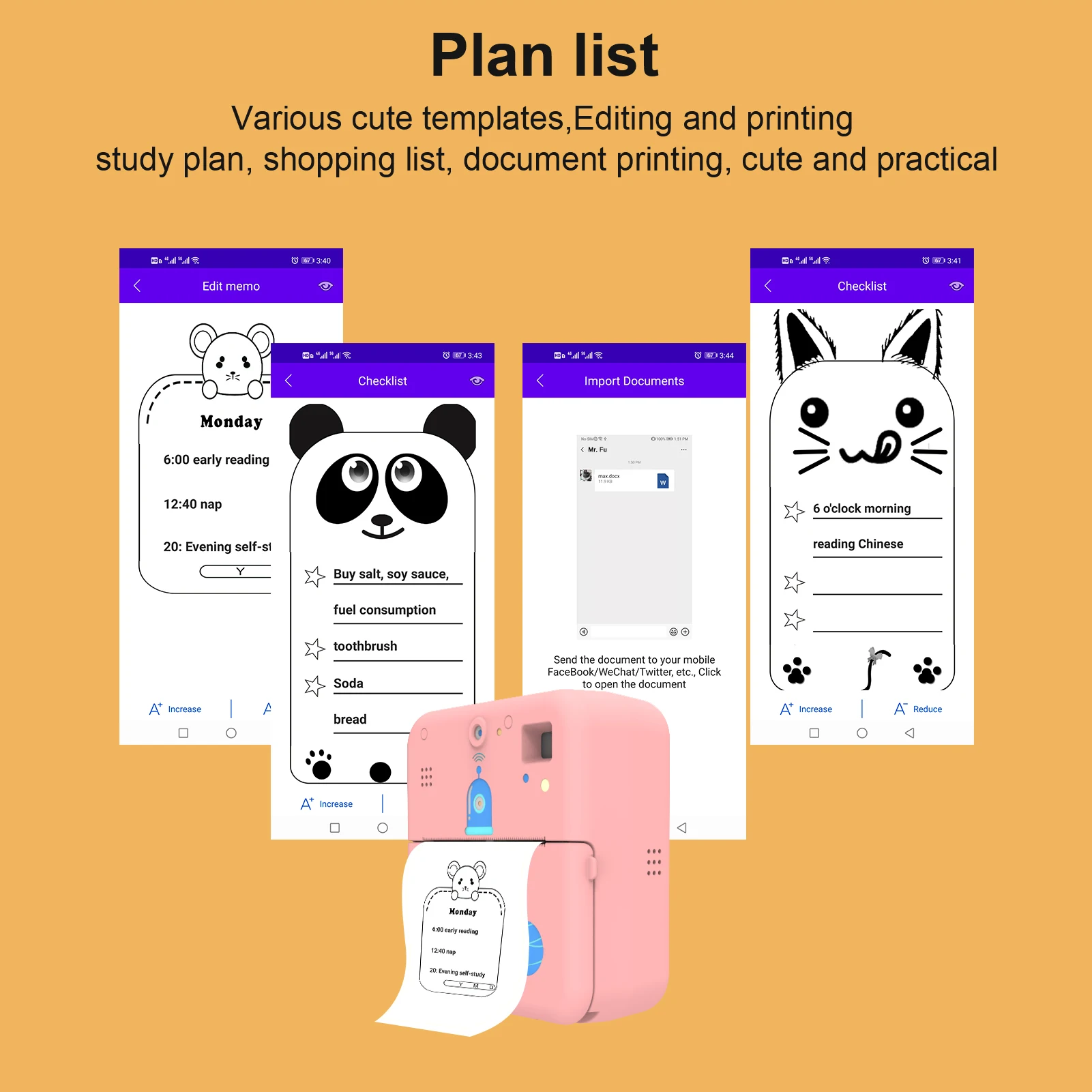 Popular Vintage Kids Children Mini Photo Printer 1080P Instant Print Camera Wireless Thermal Label for Travel List Work Memo