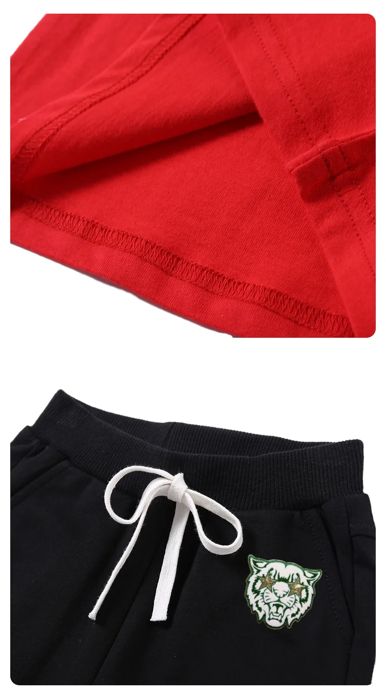 Customization 2024 Summer New Style Boys Clothing sets Solid Casual Tiger Pattern T-shirts Shorts Two Pieces Set